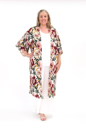Frankie Printed Woven Jacket WORN WITH IVORY CHIFFON SINGLET AND PANTS